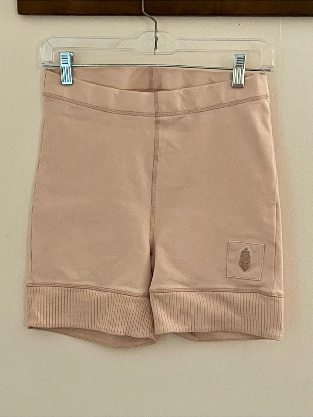 Free People Movement Blush Ribbed Hem Biker Shorts Medium